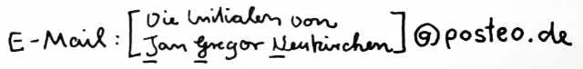 Handschriftlich: die E-Mail-Adresse